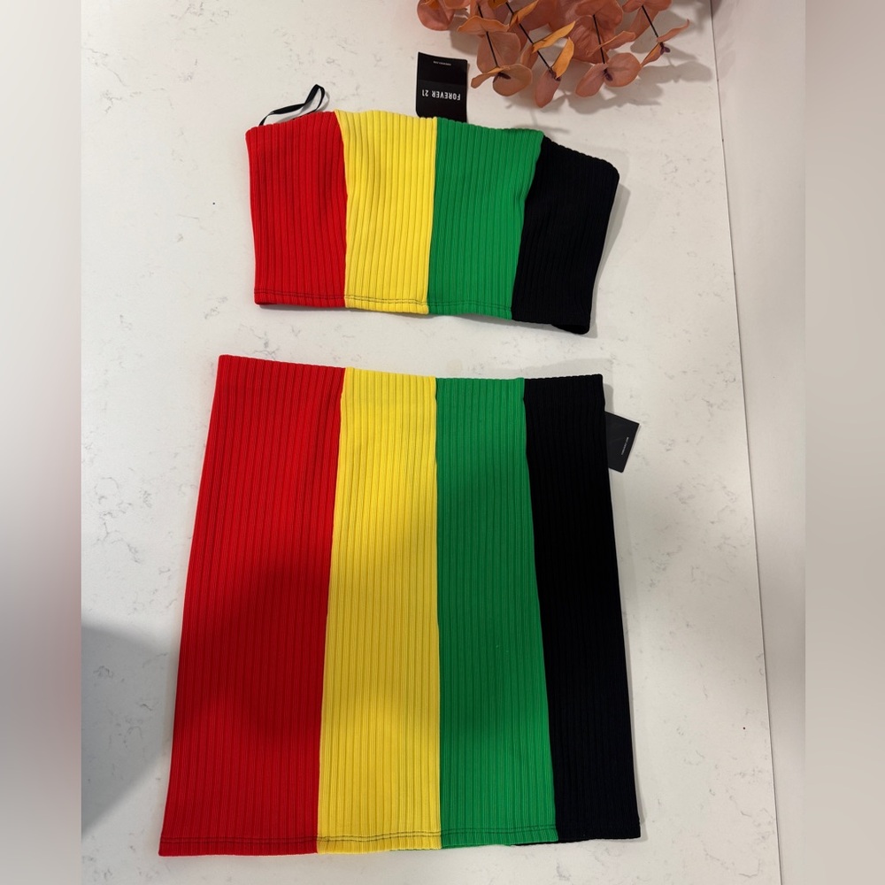 Forever 21 Multicolor Striped Skirt Set